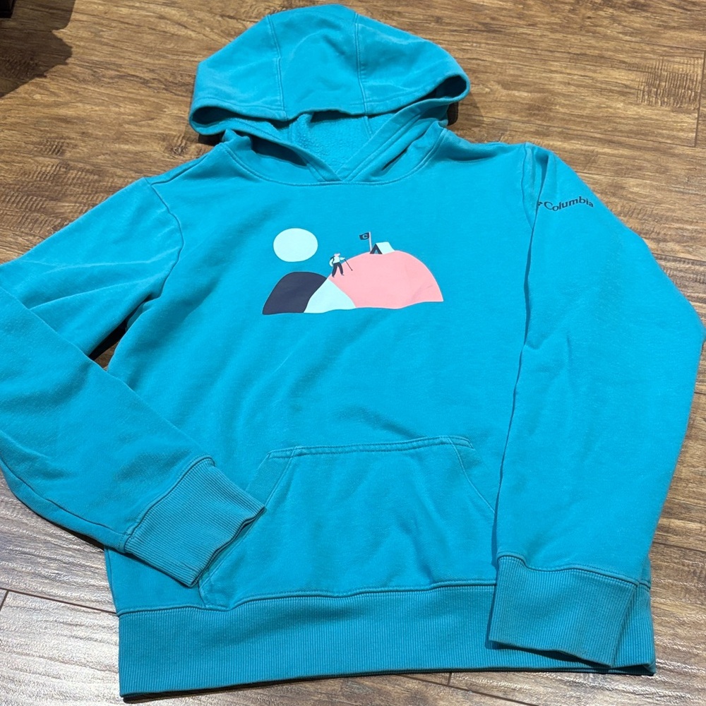 Columbia Aqua Hoodie with Artistic Design kids size L